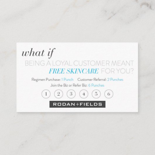 Treuekarten für Rodan und Fields Visitenkarte (Rückseite)