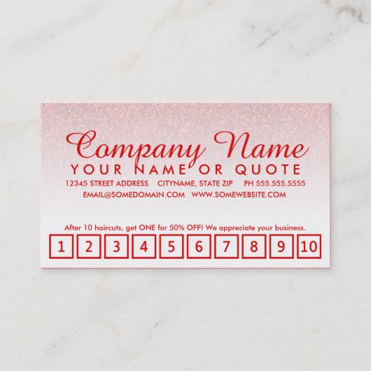 Treueprogramm für Glitzer Treuekarte (Vorderseite)