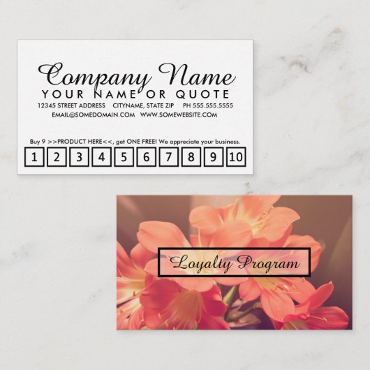 Treueprogramm für schöne Blume Treuekarte (Vorne/Hinten)