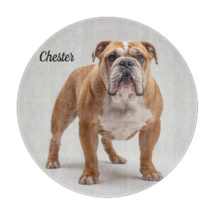 Treuer Bulldogge Personalisiertes rundes Glas-Schn Schneidebrett