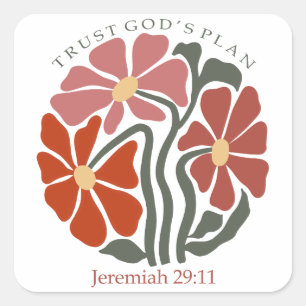 Treuhandgötter planen Bible Verse Wildblume Quadratischer Aufkleber