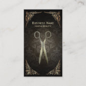 Treuhandkarte | Vintager Damask Haar Salon Treuekarte (Vorderseite)