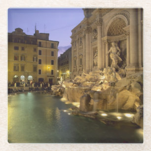Trevi-Brunnen am Abend, Rom, Latium, Italien Glasuntersetzer