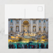 Trevi-Brunnen bei Regen in der Nacht Rom Italien Postkarte (Vorne/Hinten)