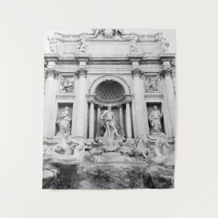 Trevi-Brunnen in Rom in Schwarz und Weiß #1 #trave Wandteppich