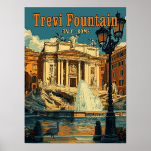 Trevi-Brunnen, Rom - Vintag Poster