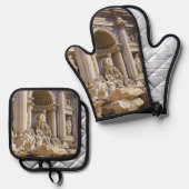 Trevi Fountain Ofenhandschuh & Topflappen-Set (Vorderseite/Rückseite)