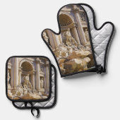 Trevi Fountain Ofenhandschuh & Topflappen-Set (Vorderseite/Rückseite)