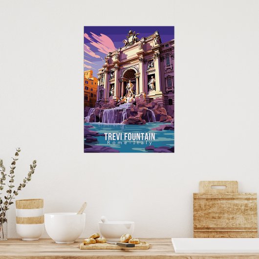 Trevi Fountain, Reisekunstposter Poster (Küche)