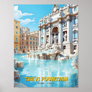 Trevi Fountain Roma Italien Vintage Poster