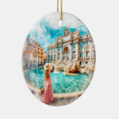 Trevi Fountain Rome Italy Watercolor Keramik Ornament (Rechts)
