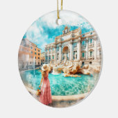 Trevi Fountain Rome Italy Watercolor Keramik Ornament (Links)
