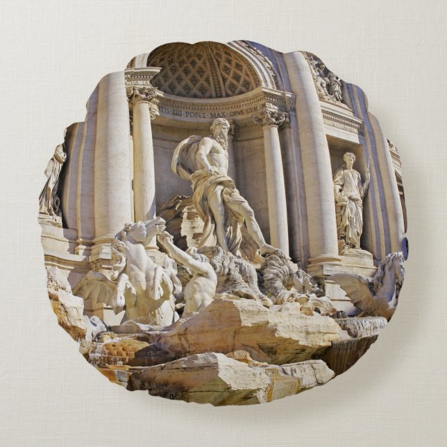 Trevi Fountain Rundes Kissen (Vorderseite)
