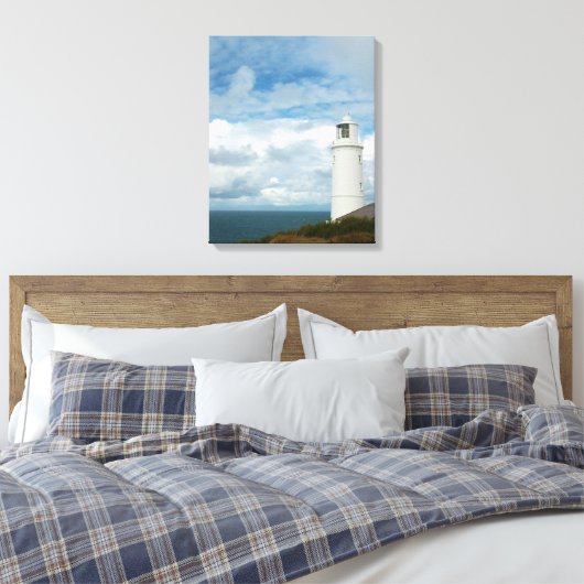 Trevose Head Lighthouse Cornwall England Leinwanddruck (Insitu (Schlafzimmer))