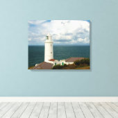 Trevose Head Lighthouse Cornwall England Leinwanddruck (Insitu (Holzboden))