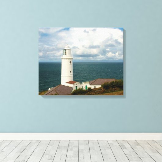 Trevose Head Lighthouse Cornwall England Leinwanddruck (Insitu (Holzboden))
