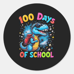 Trex 100 Tage klüger 100. Schultag 100 Tage Runder Aufkleber