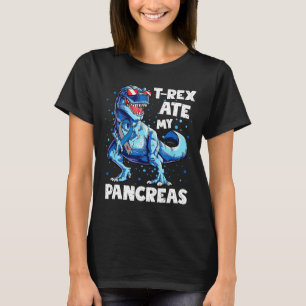 TRex Ate My Pankreas Dinosaur Funny Diabetes Aware T-Shirt