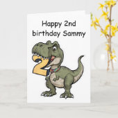 Trex beißen auf der Zahl 2 Karte (Gelbe Blume)
