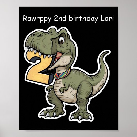 Trex beißen auf der Zahl 2 Poster (Vorne)