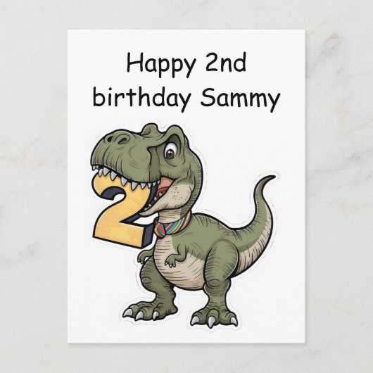 Trex beißen auf der Zahl 2 Postkarte (Vorderseite)