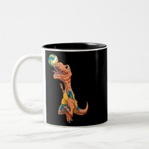 TRex Blocks Volleyball Funny Dinosaur Volleyball Zweifarbige Tasse