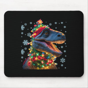 Trex Christmas Light Kids Dinosaur Christmas T Mousepad