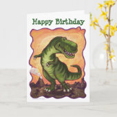 TRex Dino Happy Birthday Card Karte (Gelbe Blume)