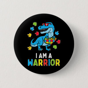 Trex Dino Ich bin ein Krieger Kindermädchen Autism Button