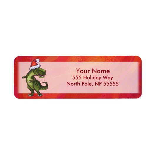 TRex Dino in Weihnachtsmannmütze auf Rot (Vorne)