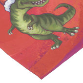 TRex Dino in Weihnachtsmannmütze auf Rot Kurzer Tischläufer (Ecke)