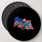 TRex Dinosaur American Flag 4. Juli Unabhängigkeit Button (Vorne & Hinten)