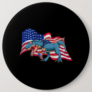 TRex Dinosaur American Flag 4. Juli Unabhängigkeit Button