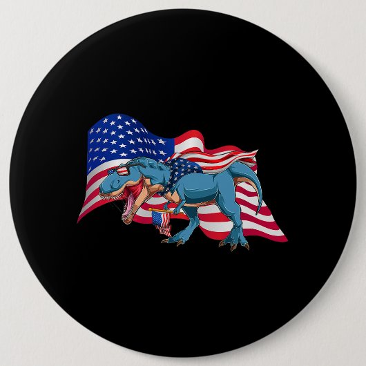 TRex Dinosaur American Flag 4. Juli Unabhängigkeit Button (Vorderseite)
