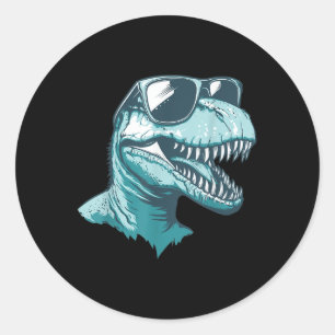Trex Dinosaur Dino Tragen Sungles Funny Graphic Runder Aufkleber