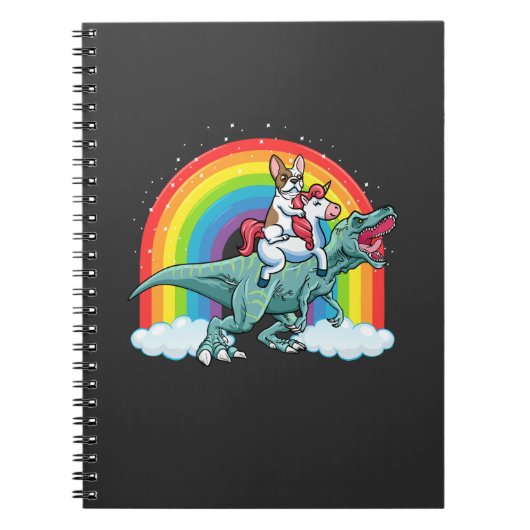 Trex Dinosaur French Bulldog Unicorn Rainbow Notizblock (Vorderseite)