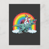 Trex Dinosaur French Bulldog Unicorn Rainbow Postkarte (Vorderseite)