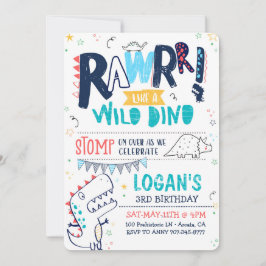 TREX Dinosaur Geburtstag Einladung Roar Wild DINO