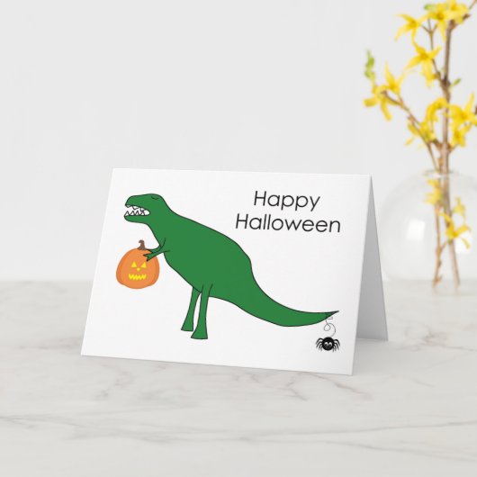 Trex Dinosaur Halloween Karte (Gelbe Blume)