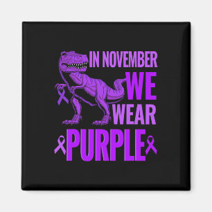 Trex Dinosaur Im November tragen wir lila Epilepsi Magnet