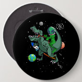 TRex Dinosaur in der Weltraum-Astronauten-Alien Button (Vorne & Hinten)