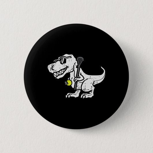 Trex Dinosaur Lacrosse Funny Lax Player Goalie Kid Button (Vorderseite)
