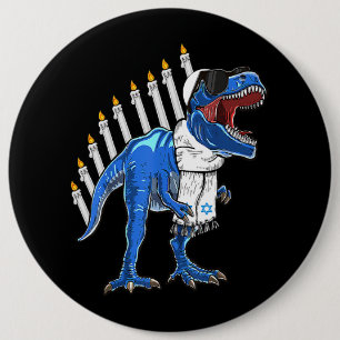 Trex Dinosaur Menorah Hanukkah Chanukah Jüdischer Button