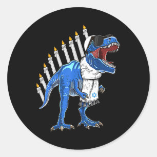 Trex Dinosaur Menorah Hanukkah Chanukah Jüdischer  Runder Aufkleber
