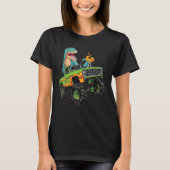 Trex Dinosaur Monster Truck Crushing Cars Kids bir T-Shirt (Vorderseite)