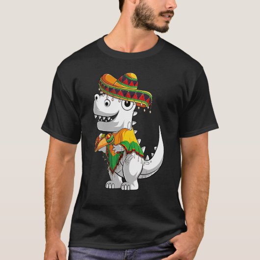 Trex Dinosaur Taco Poncho Sombrero Cinco De Mayo F T-Shirt (Vorderseite)