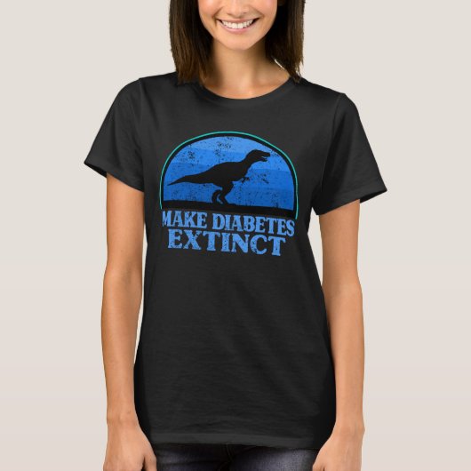 Trex Dinosaurier Blau Typ 1 Diabetes mellitus Auss T-Shirt (Vorderseite)