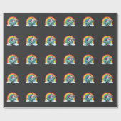 Trex Dinosaurier Französischer Bulldog Unicorn Reg Geschenkpapier (Flach)