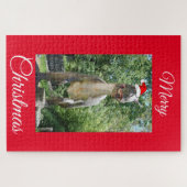 TREX Dinosaurier mit einem Santa Claus-Hut Puzzle (Horizontal)