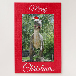 TREX Dinosaurier mit einem Santa Claus-Hut Puzzle